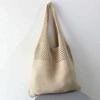 Bolsa de Palha Praia Listras Pretas 2025 Nova Casual Verão Bolsa de Ombro Moda Bolsa Tote Versátil Mochila Feminina