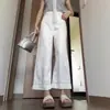 Pantalones de Mezclilla Suave con Textura Bordada Blanca de Estilo Nuevo para Mujer, Tallas Grandes, Petite, de Cintura Alta, Adelgazantes, Cortos de Pierna Ancha