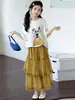 Vestido de Verão para Meninas 2026 Novo Estiloso Roupa Infantil para Meninas Mais Velhas, Conjunto de Meia-Saia de Manga Curta de Verão