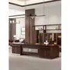 Nuevo Escritorio de Oficina y Silla Estilo Chino Madera Wujin Escritorio para Jefe Escritorio Presidencial Escritorio para Computadora Escritorio de Madera Maciza Estantería Gabinete de Fondo