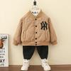 Uniforme de béisbol acolchado con letra bordada para niños ropa de otoño e invierno abrigo de moda guapo para niños ropa infantil de comercio exterior