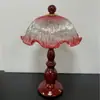 Luminária de Mesa Cogumelo Rosa Romântica Estilo Francês, Luminária de Cabeceira de Quarto Ondulada de Luxo Leve, Luz Noturna Decorativa Estilo Ins