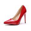 Talla Grande Tacones Altos Tacón de Aguja para Mujer 11cm Sexy Rojo Dama de Honor Zapatos de Boda Punta Afilada Etiqueta de Banquete Tacones Altos Negros