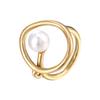 Anillo con Diseño de Concha Ajustable, Anillo de Piedra Preciosa para Mujer, Acero de Titanio con Perla 14K, Anillo de Dedo Índice Estilo Ins, Anillo de Lujo Ligero al por Mayor