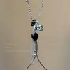 Mismo collar de piedra natural moteada multielemento de blogger para mujer, accesorios de cadena larga para suéter de otoño e invierno, colgante de corazón de uva