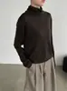 Suéter de Lana Taowan de Canalé con Cuello Medio Alto 26 Otoño Color Sólido Versátil Adelgazante Manga Larga Camisa Base Cepillada YL527