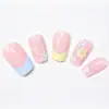 Arte de Uñas de Flores Frescas Coloridas Lindas Uñas Postizas Cuadradas Medianas Sistema de Colores Frescos Pequeños Uñas Francesas Portátiles Puntas de Uñas