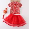 Falda de estilo chino para niña Falda de baile para niños Primavera y otoño Falda corta abullonada para bebé Falda de hilo de princesa Set Nuevo estilo