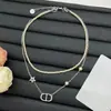 Conjunto de Colar e Pulseira Di's 2025 Primavera Cedo Novo Dupla Camada Pérola Letra Estrela para Mulheres, Corrente de Clavícula de Celebridade da Internet de Nicho