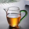 Taza de vidrio de borosilicato alto con asa taza justa pico de halcón asa transparente té mar preparación casera de té taza de hombre accesorios para juegos de té taza de té