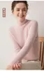 26 Otoño Invierno Primera Línea Ropa Lista para Usar Suéter 100% Cachemira para Mujer Cuello Medio Alto Jersey de Punto Canalé Ajustado Versátil