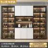 Armario alto moderno minimalista integrado en la pared, mueble de almacenamiento de sala de estar de lujo ligero, armario de vino con puerta de cristal estilo italiano, vitrina