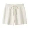 Shorts de Cashmere Puro 100% Outono Novo Cintura Alta Cashmere Feminino Emagrecimento Cordão Tricô Quente Casual