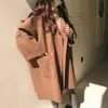Capa de Lana Transfronteriza para Mujer Otoño e Invierno 2023 Nuevo Estilo K Delgado mm de Largo Medio Holgada Ropa Exterior de Lana para Mujer