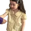 Nuevo Estilo 2026 Camisa de Muñeca Francesa para Niñas, Manga Corta, Camisa de Verano con Lunares para Niños, Conjunto Versátil de Dos Piezas con Shorts