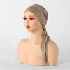 Transfronterizo nuevo para mujer, suéter plisado perezoso, bufanda para la cabeza de seda y algodón, gorra, gorra base transpirable de color liso para mujeres malasias