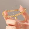 Pulsera de Calabaza Pequeña de Cristal Imitación Rubio para Mujer, Nuevo Estilo Chino Calabaza Diseño de Nicho, Pulsera de Citrino Natural Imitación para Novia
