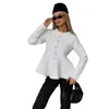 Suéter Cardigan de Veludo Imitação de Visão Cruzada para Mulheres no Outono e Inverno Novo Top de Cauda de Peixe de Alta Qualidade Jaqueta de Tricô de Pequena Fragrância Elegante