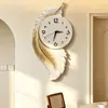 Reloj de Plumas Creativo de Gama Alta para Colgar en la Pared Minimalista Moderno Sala de Estar Pared de Fondo de TV Reloj de Pared Silencioso para el Hogar