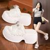 Pantuflas de Suela Gruesa para Mujer 2026 Verano Nuevo Estilo Zapatos de Tacón Alto con Una Tira de Lentejuelas para Uso en Exteriores Zapatos Versátiles que Aumentan la Altura para Personas Bajitas