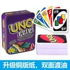 Caixa Pequena de Ferro Cartas de Jogar Uno Jogo de Tabuleiro Original Cartas Edição Deluxe Caixa de Ferro Selada com Plástico Uno Jogo de Festa