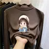 Roupa de baixo feminina com forro de fleece, novo estilo outono e inverno 2026 para crianças, roupa íntima, gola alta, blusa quente de outono para meninas pequenas