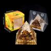 Adorno de Pirámide de Bola de Cristal Natural, Pieza de Decoración para el Hogar de Grava de Cristal Recubierta de Resina, En Caja