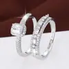 Novo conjunto de anéis de moda de luxo leve com zircônia completa, estilo frio, design de nicho, anel de casal, anel de alta qualidade do Instagram
