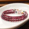 Pulsera de granate natural de tres anillos para niñas diy cristal de fresa pulsera multitesoro vintage púrpura diente negro pulsera al por mayor