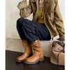 Botas de trabajo nuevas de moda para mujer, botines, diseño western de nicho, botas de vaquero redondas desgastadas para otoño e invierno 2026