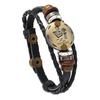 12 Signos del Zodiaco, Varios Estilos de Pulseras de Cuero, Regalos de Cumpleaños, Pulseras Tejidas con Cuentas de Tamaño Ajustable, Accesorios de Cuero