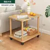 Mesa Auxiliar Lateral para Sofá Sala de Estar Mesa Pequeña Mesa de Café para el Hogar Mesa Cuadrada Lateral Móvil para Cama Estilo Crema Estante de Almacenamiento Mesa para Snacks