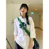 Camiseta de Manga Corta de Algodón Puro Estilo Deportivo Holgado Top Estampado Ropa Femenina Estilo Coreano Moderno Fresco Dulce Picante Ropa Femenina Chic Verano Hombre