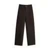 Calças casuais femininas de cintura alta, modeladoras, forradas com fleece, coleção outono/inverno 2026, fluidas, modelagem solta, comprimento cropped, elegantes e adequadas para o trabalho