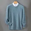 Nova coleção outono e inverno: Suéter 100% lã para homens, gola redonda, espesso, casual, versátil, top de malha para usar por baixo