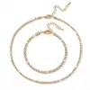 Amazon Transfronterizo Nuevo Producto Exquisito Set de Collar y Pulsera de Tenis Dorado 2026 Set de Accesorios de Joyería para Boda de Mujer