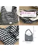 Bolso Bandolera Simple Estilo Coreano de Estrella Nuevo de Principios de Primavera, Bolso Negro y Blanco de Gran Capacidad para Debajo del Brazo, Bolso de Hombro Casual Rayado Versátil