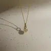 Silver Art Source Prata Pura S925 Luxo Leve Estilo Francês Pingente Personalizado Círculo Ponto Diamante Bolha Colar Corrente da Clavícula