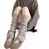 Calcetines tobilleros para mujer con efecto lentejuelas de otoño e invierno, color dopamina, ligeramente acampanados, con etiqueta apilada, versátiles, cálidos y adelgazantes para usar en capas