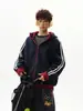 Sudadera con capucha a rayas de alta gama de moda para hombres y mujeres, cárdigan deportivo de otoño nuevo, chaqueta casual holgada con cremallera