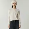 Suéter Feminino de Cashmere 100% Novo para Outono e Inverno, Gola Redonda, Pulôver Solto, Confortável e Versátil, Suéter de Tricô de Cashmere, Camisa Base