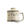 Taza de Agua de Cerámica Ru Kiln Dunhuang, Taza de Cerámica para el Hogar con Tapa, Taza de Té Personal para la Oficina, Taza de Café de Alta Gama