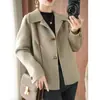Abrigo de lana de doble cara para mujer, estilo corto para figuras petite, nuevo modelo otoño e invierno 2026, versátil top de color liso, elegante abrigo de lana
