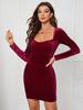 Otoño/Invierno 2026 Cintura ceñida Adelgazante Terciopelo Bodycon Falda corta Sexy Ajustado Vestido de fiesta Vestido de terciopelo
