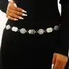 Vestido Casual de Cintura Versátil Retro de Mezclilla con Cadena en la Cintura Estilo Étnico Bohemio Cinturón de Corazón con Borla