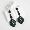 Pendientes Amazon transfronterizos, extragrandes, electrochapados, elegantes, de estilo largo, con un toque de alta gama, adornados con borlas y pedrería negra