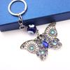 Chaveiro de borboleta olho turco com diamantes em liga de metal vintage acessórios chaveiro personalizado