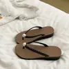 Chanclas retro de lunares con perlas a la moda para uso exterior, sandalias de playa de suela gruesa que aumentan la altura, chanclas que aumentan la altura, zapatillas de casa de moda