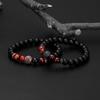 Venda quente pulseira de zircônia micro cravada com diamante negro 10mm pulseira elástica de pedra olho de tigre vermelho atacado direto de fábrica