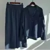 2026 Conjunto de Dos Piezas Retro de Algodón y Lino para Mujer Tallas Grandes con Pantalones Sueltos de Cintura Alta
